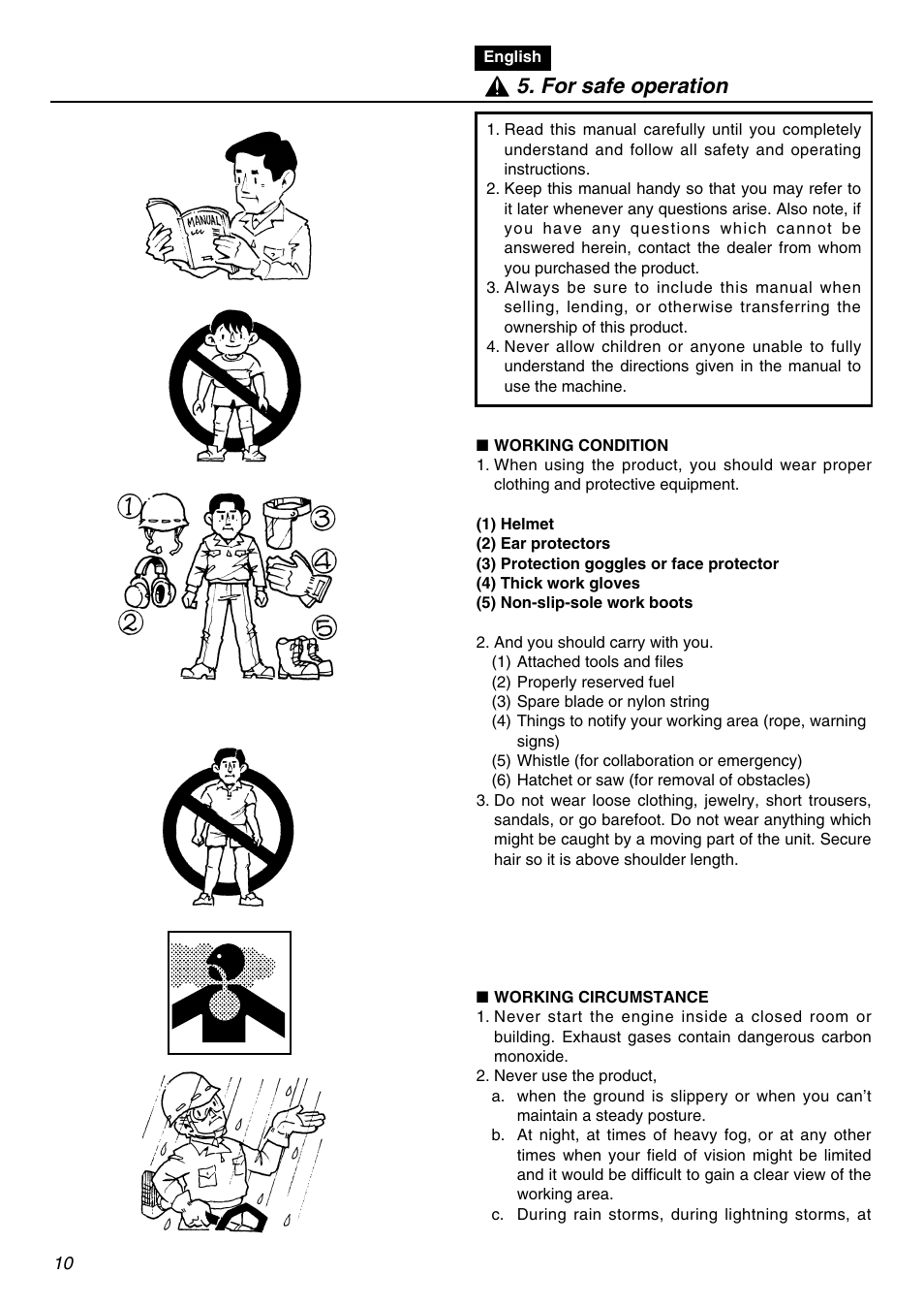 For safe operation | RedMax BCZ3001S-CA User Manual | Page 10 / 68