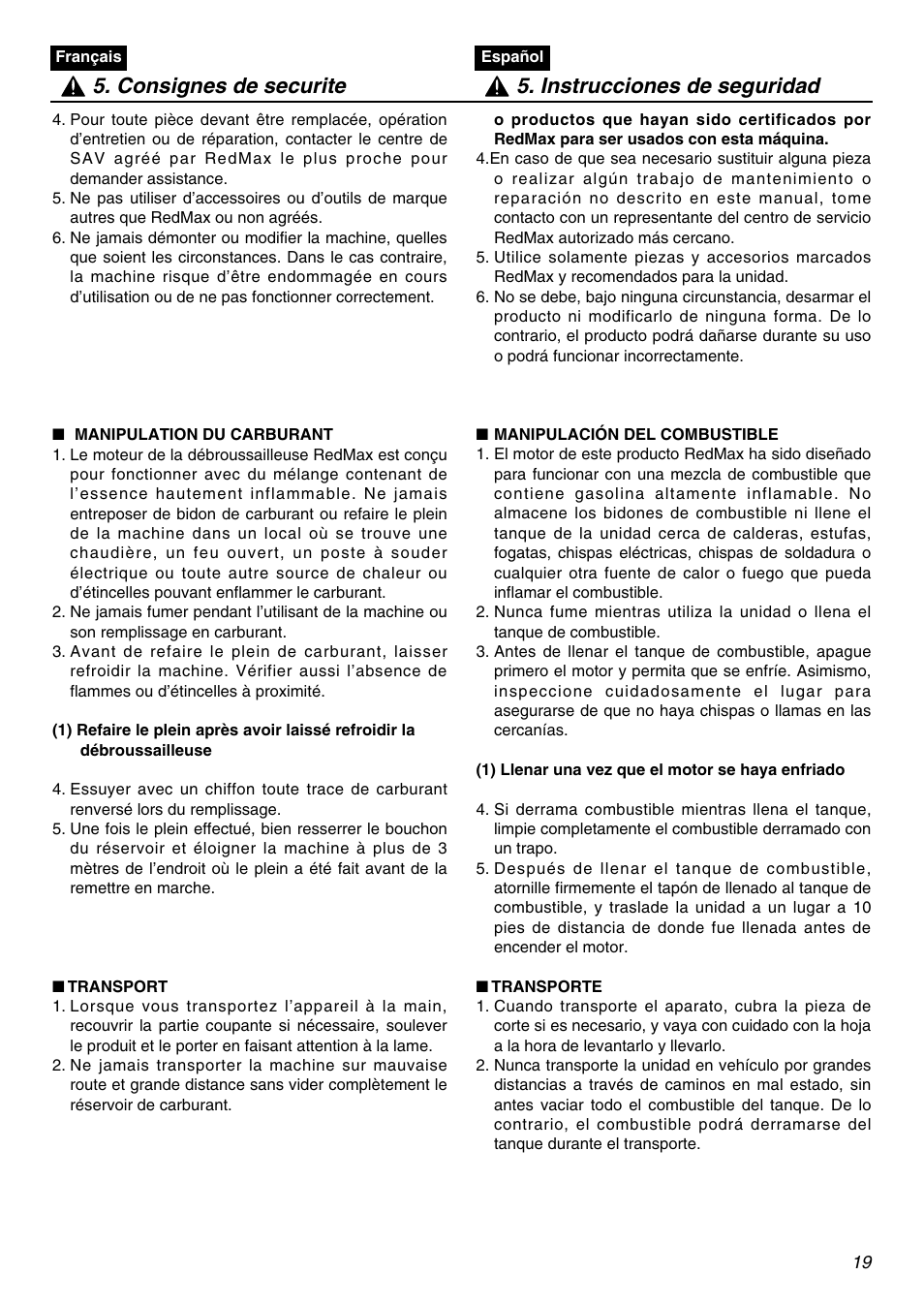 RedMax BCZ3001S-CA User Manual | Page 19 / 68
