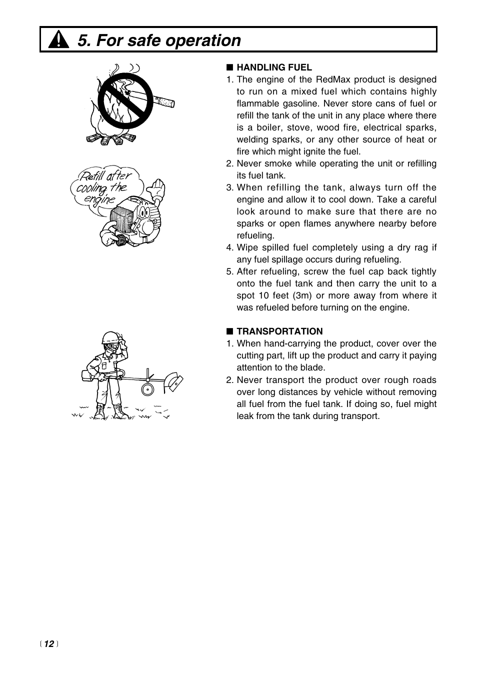 For safe operation | RedMax HEZ2500F User Manual | Page 12 / 36