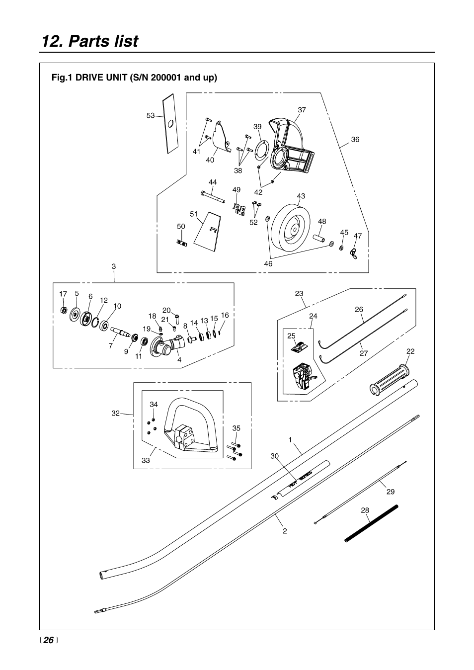 Parts list | RedMax HEZ2500F User Manual | Page 26 / 36