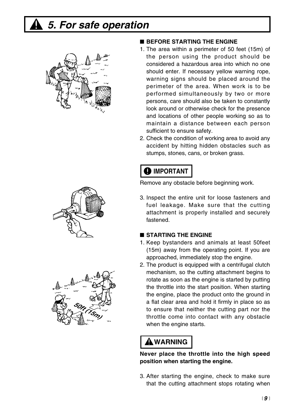 For safe operation | RedMax HEZ2500F User Manual | Page 9 / 36