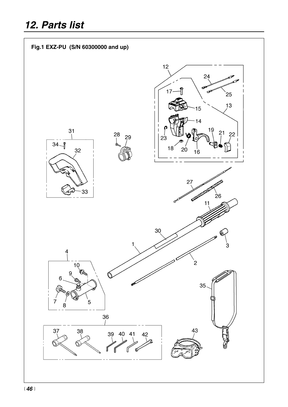 Parts list | RedMax EXtreme EXZ-PU User Manual | Page 46 / 60