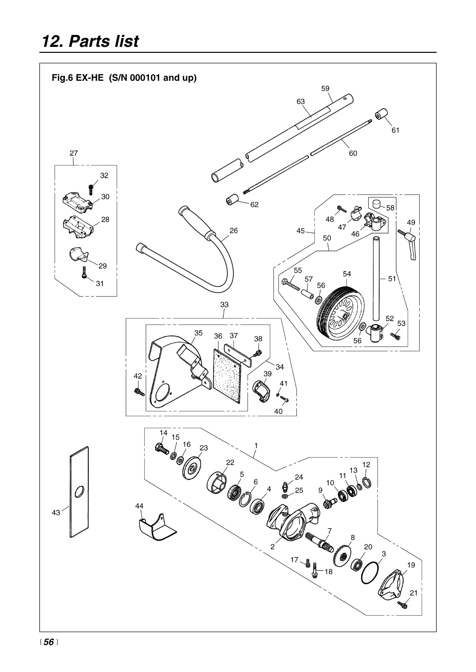 Parts list | RedMax EXtreme EXZ-PU User Manual | Page 56 / 60