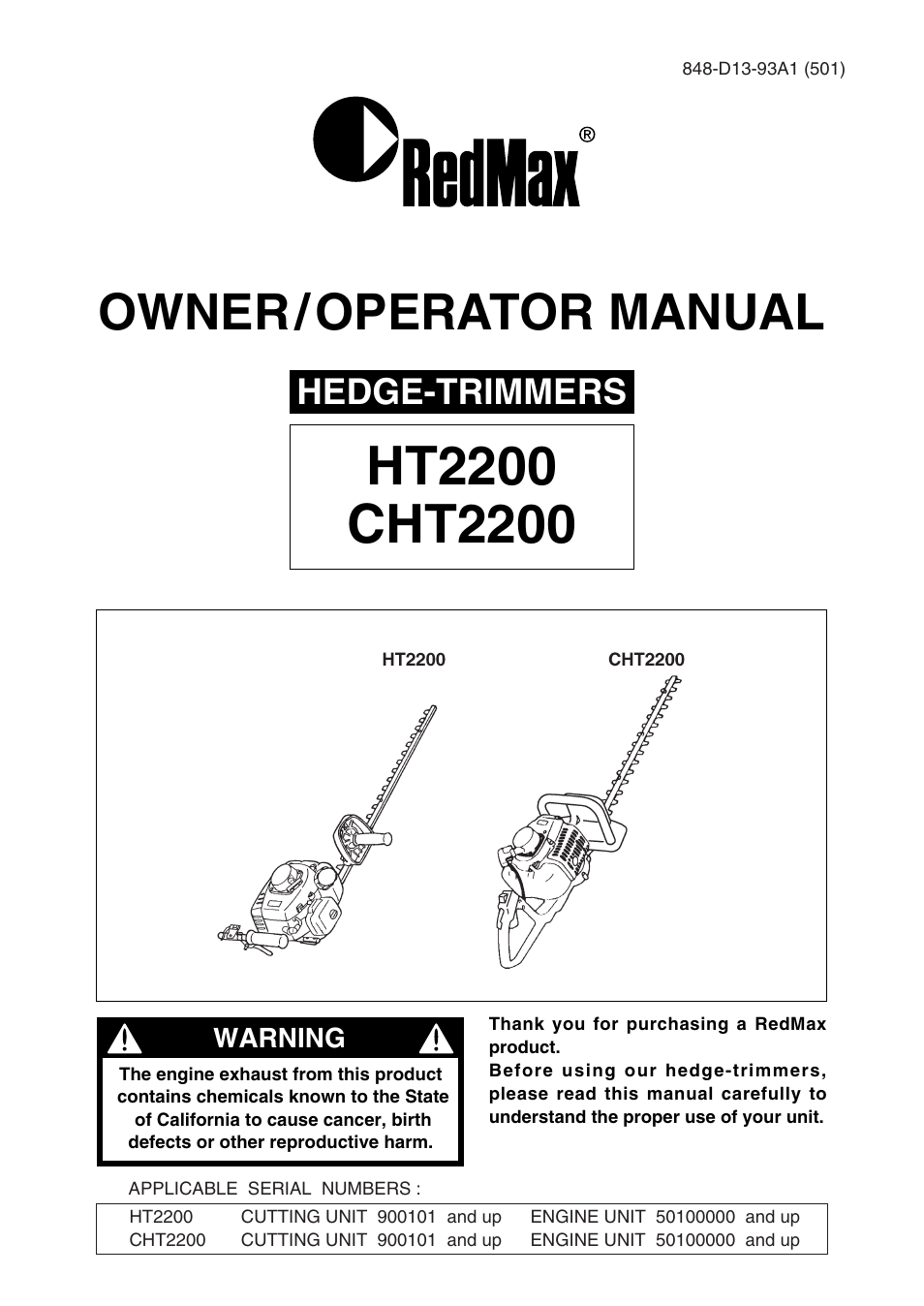 RedMax CHT2200 User Manual | 32 pages