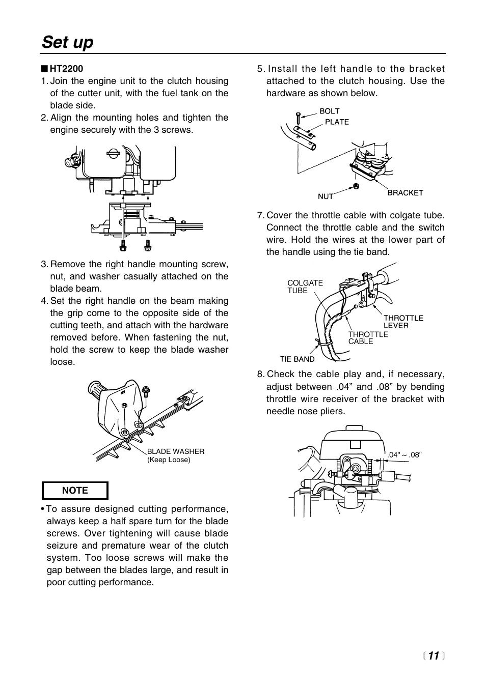 Set up | RedMax CHT2200 User Manual | Page 11 / 32