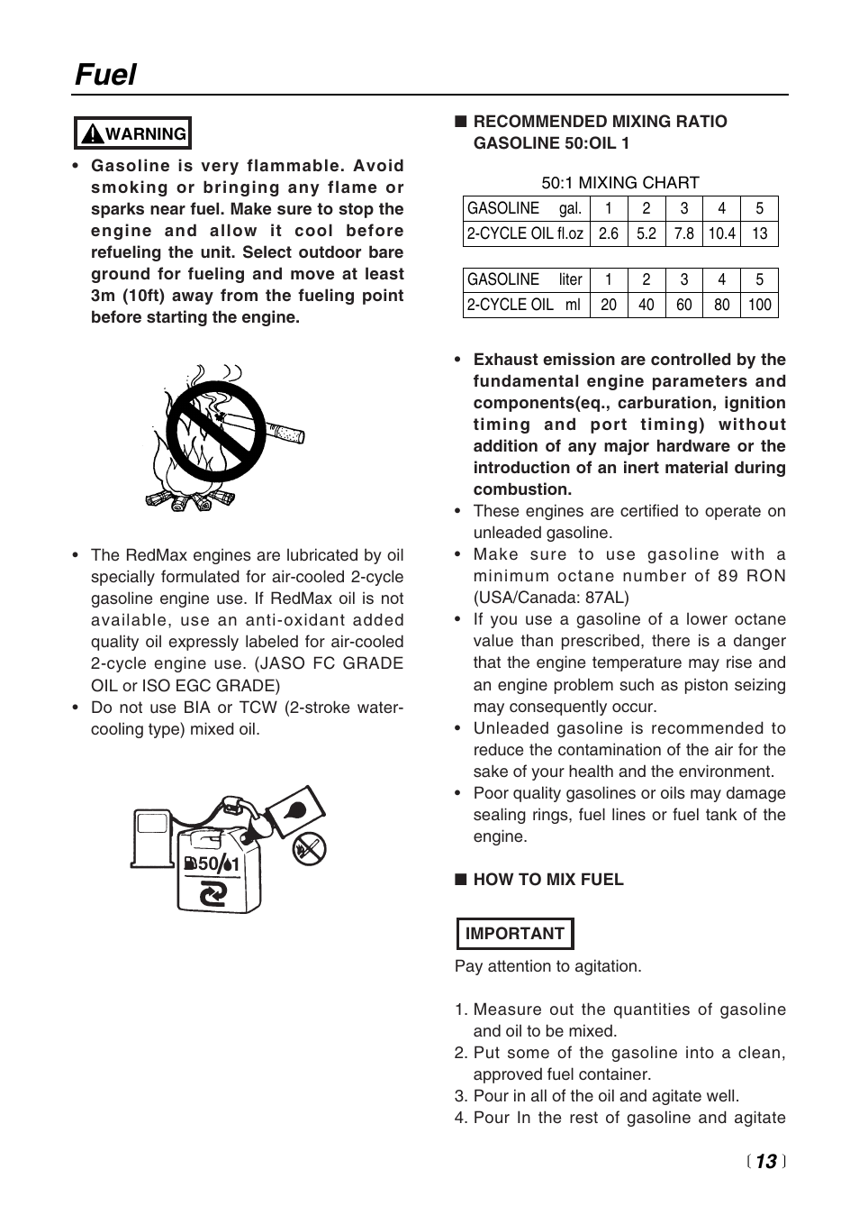 Fuel | RedMax CHT2200 User Manual | Page 13 / 32