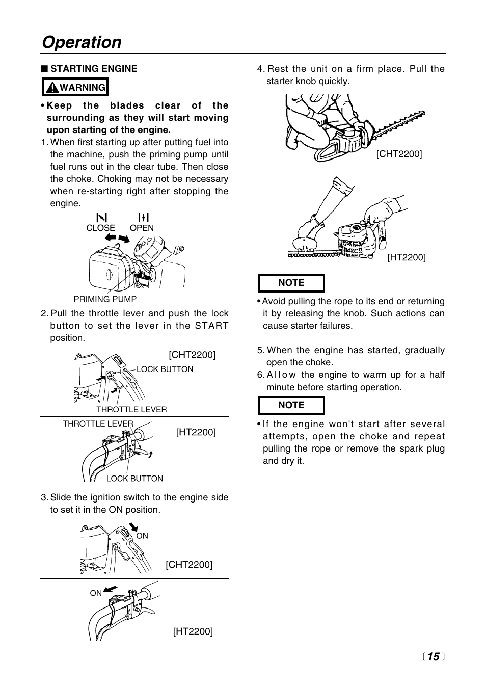 Operation | RedMax CHT2200 User Manual | Page 15 / 32