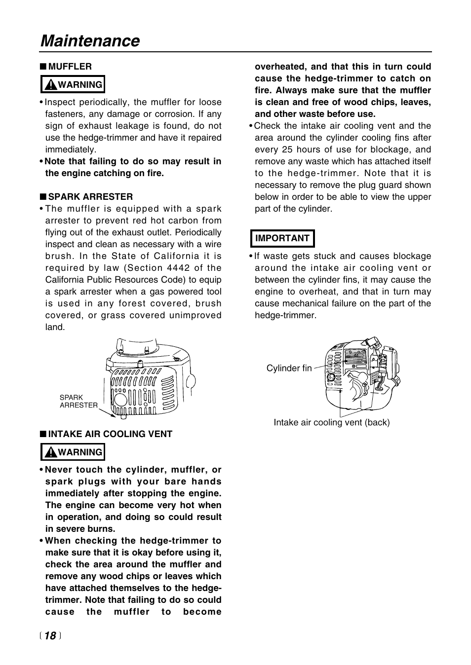 Maintenance | RedMax CHT2200 User Manual | Page 18 / 32