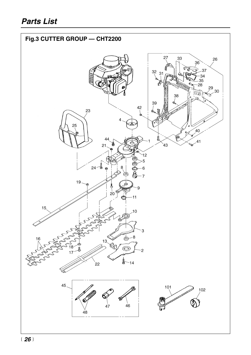 Parts list | RedMax CHT2200 User Manual | Page 26 / 32