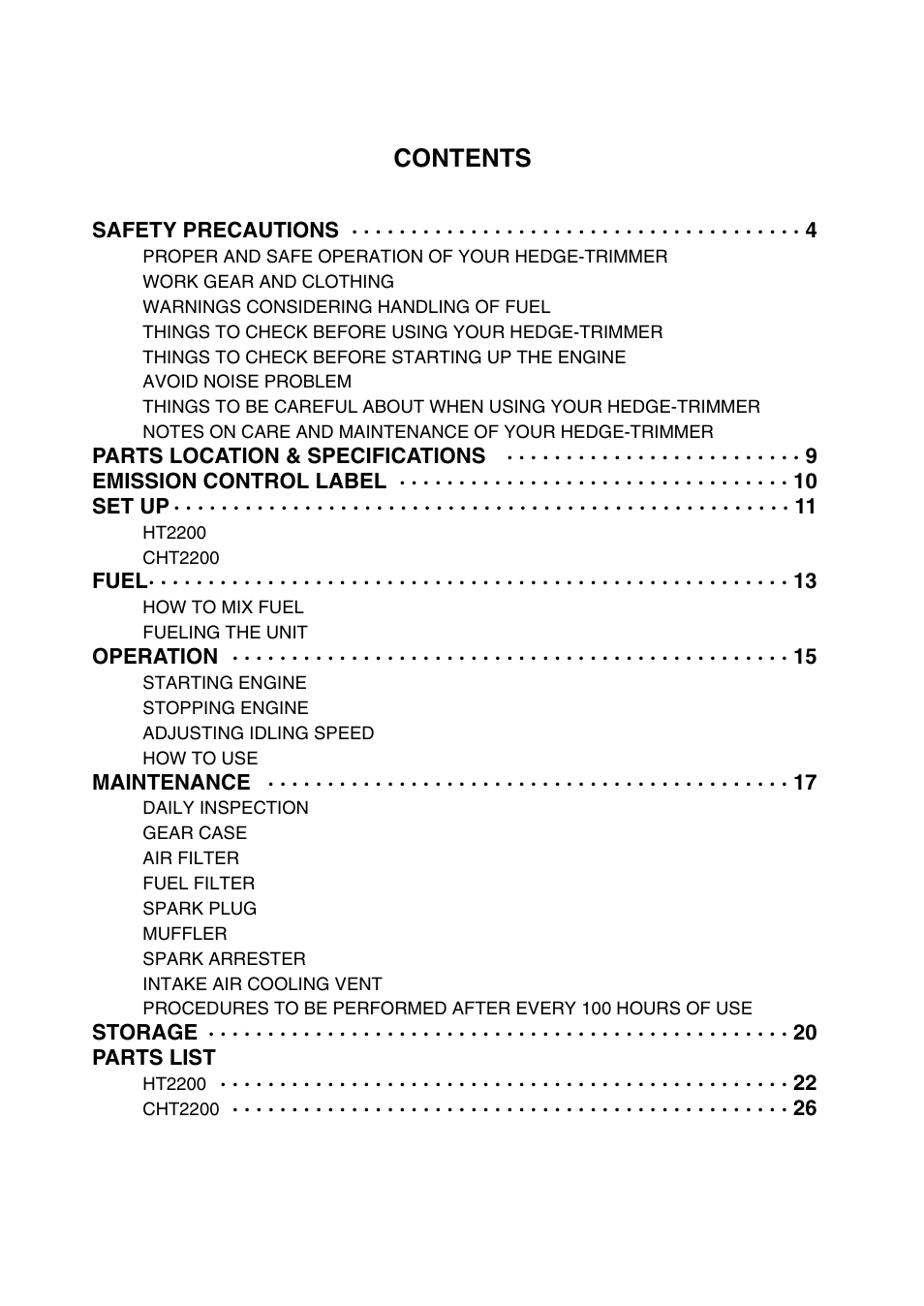 RedMax CHT2200 User Manual | Page 3 / 32