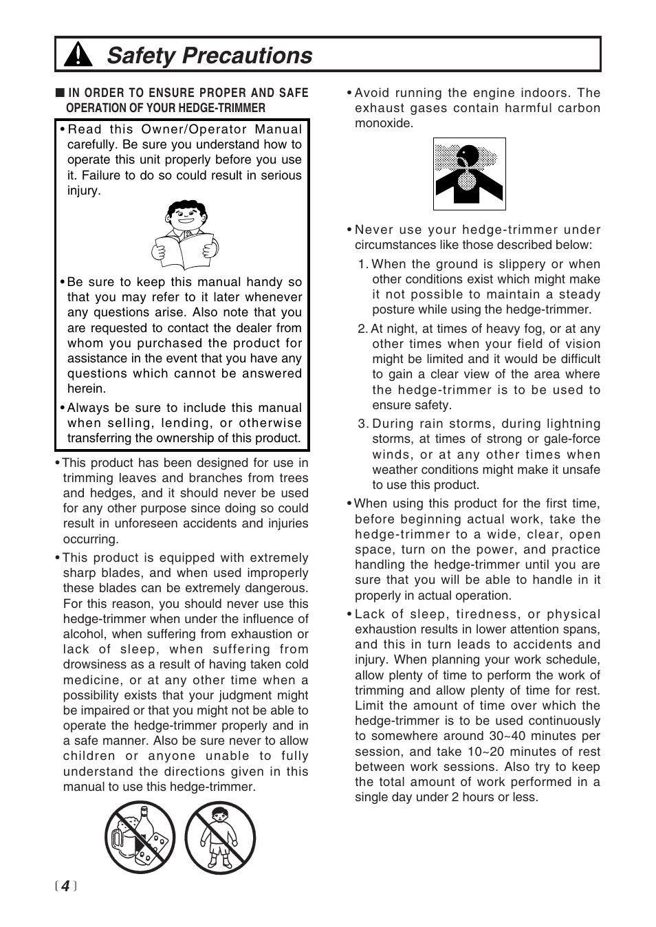 Safety precautions | RedMax CHT2200 User Manual | Page 4 / 32