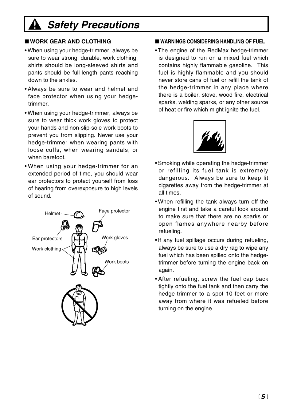 Safety precautions | RedMax CHT2200 User Manual | Page 5 / 32