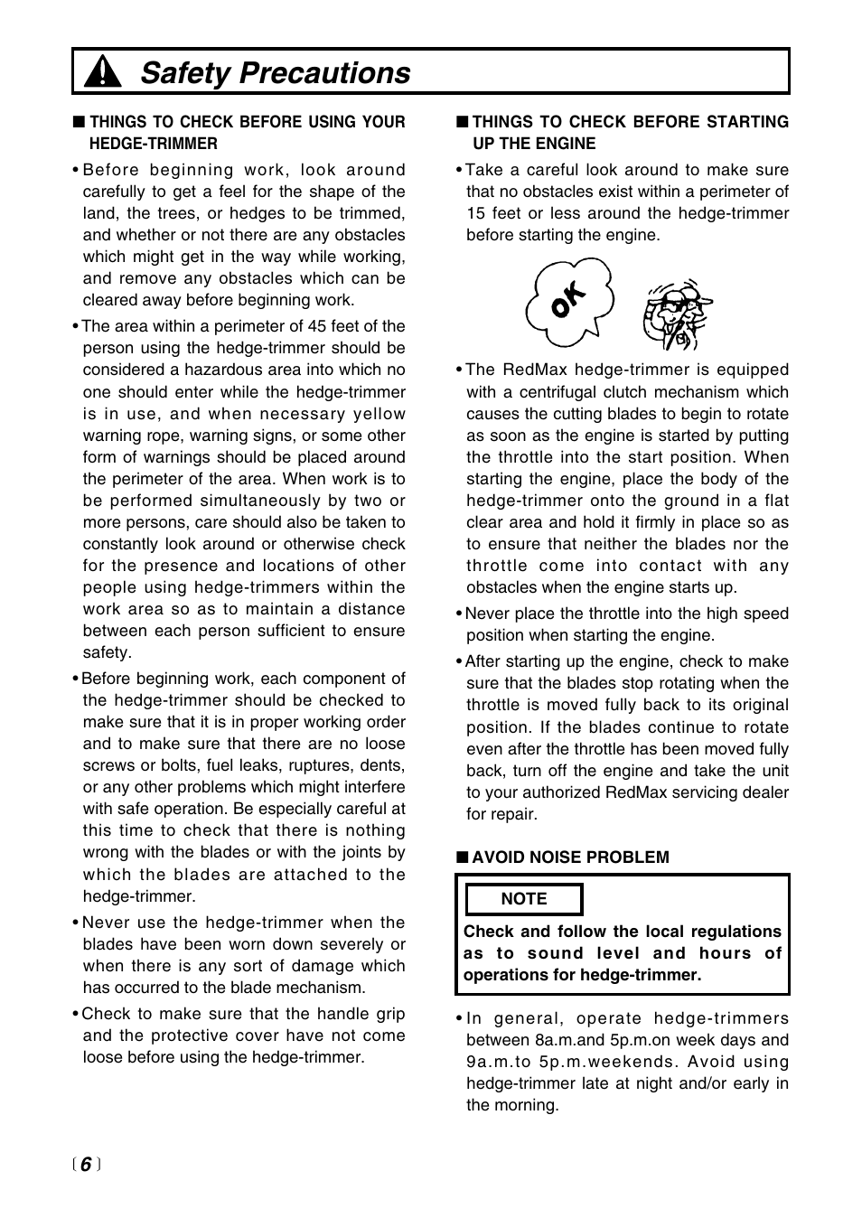 Safety precautions | RedMax CHT2200 User Manual | Page 6 / 32