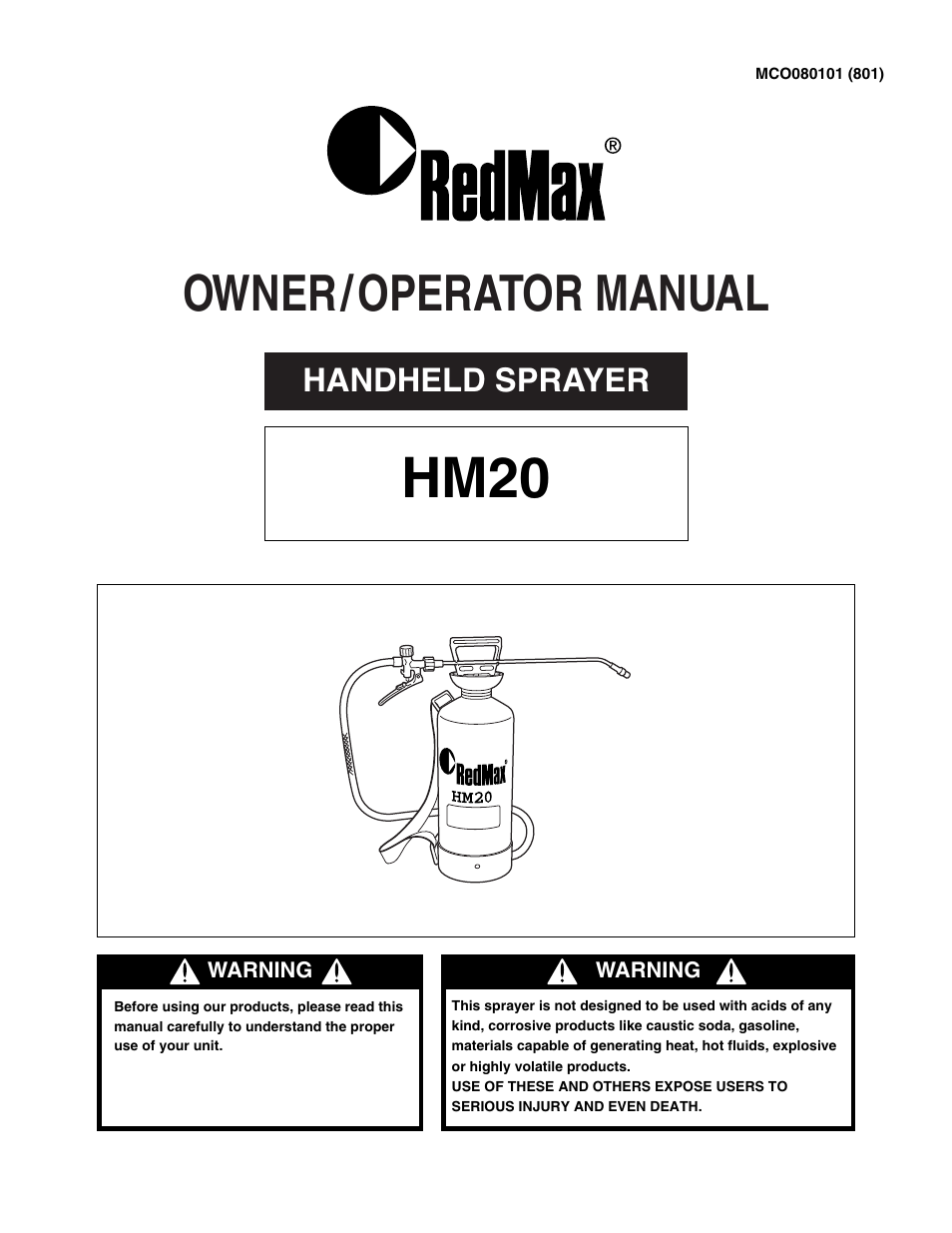 RedMax HM20 User Manual | 12 pages