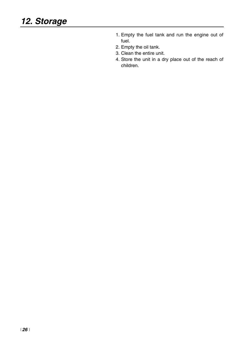 Storage | RedMax G3200EZ User Manual | Page 26 / 40