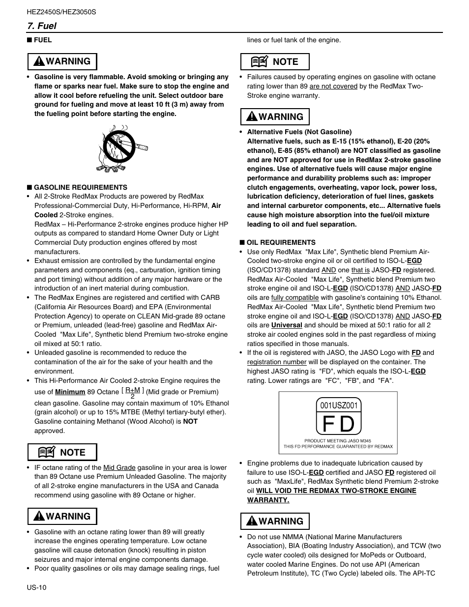 RedMax STICK HEZ2450S User Manual | Page 10 / 19