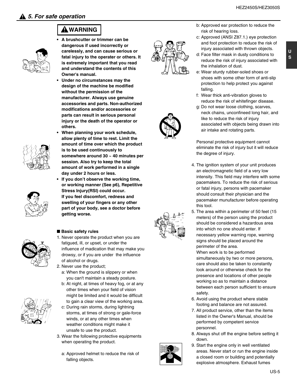 Warning 5. for safe operation | RedMax STICK HEZ2450S User Manual | Page 5 / 19