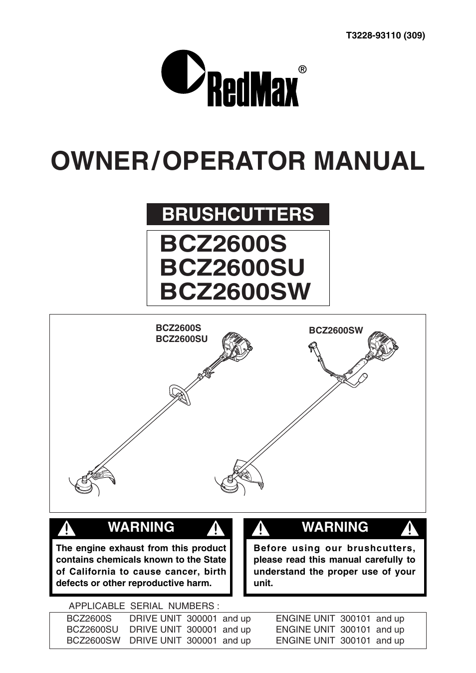 RedMax BCZ2600S User Manual | 44 pages