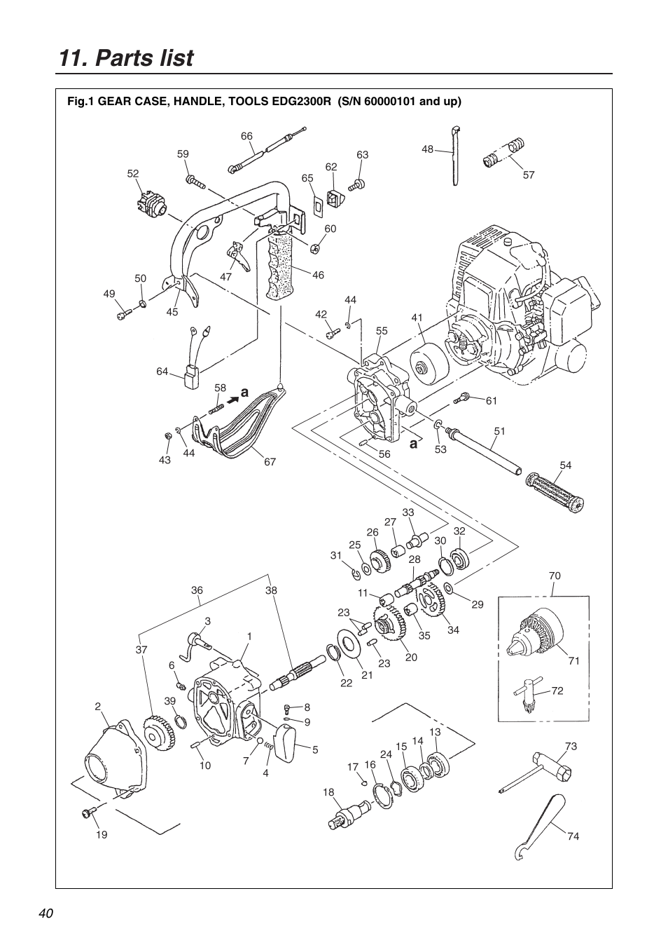 Parts list | RedMax EDG2300R User Manual | Page 40 / 48