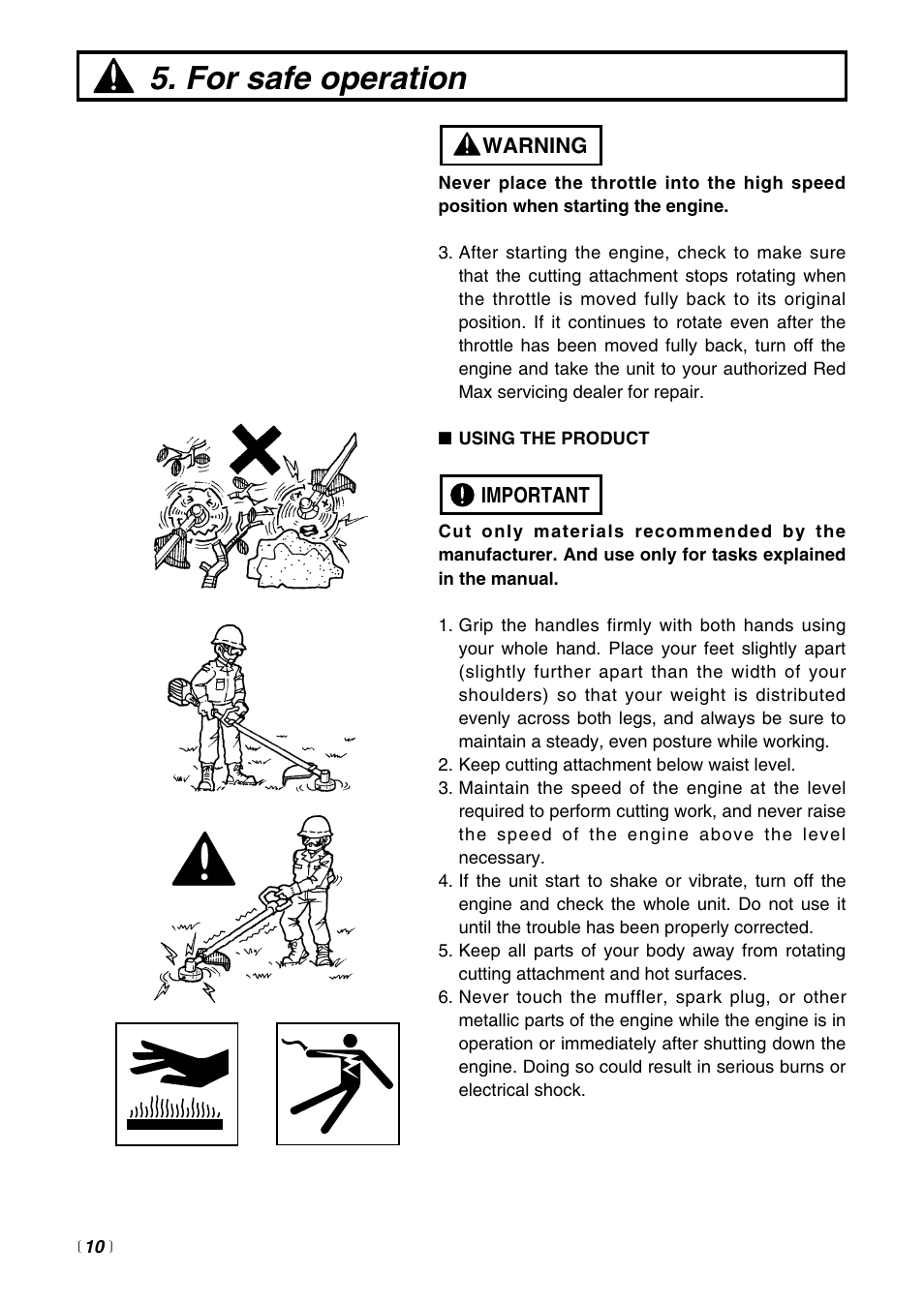 For safe operation | RedMax BCZ3000SW User Manual | Page 10 / 40