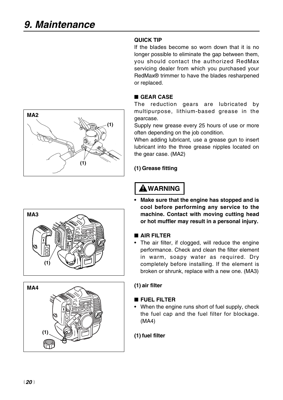 Maintenance | RedMax LRTZ2500 User Manual | Page 20 / 32