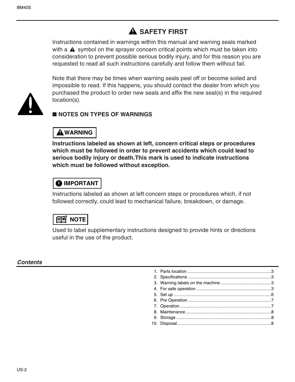 Safety first | RedMax BM40S User Manual | Page 2 / 9