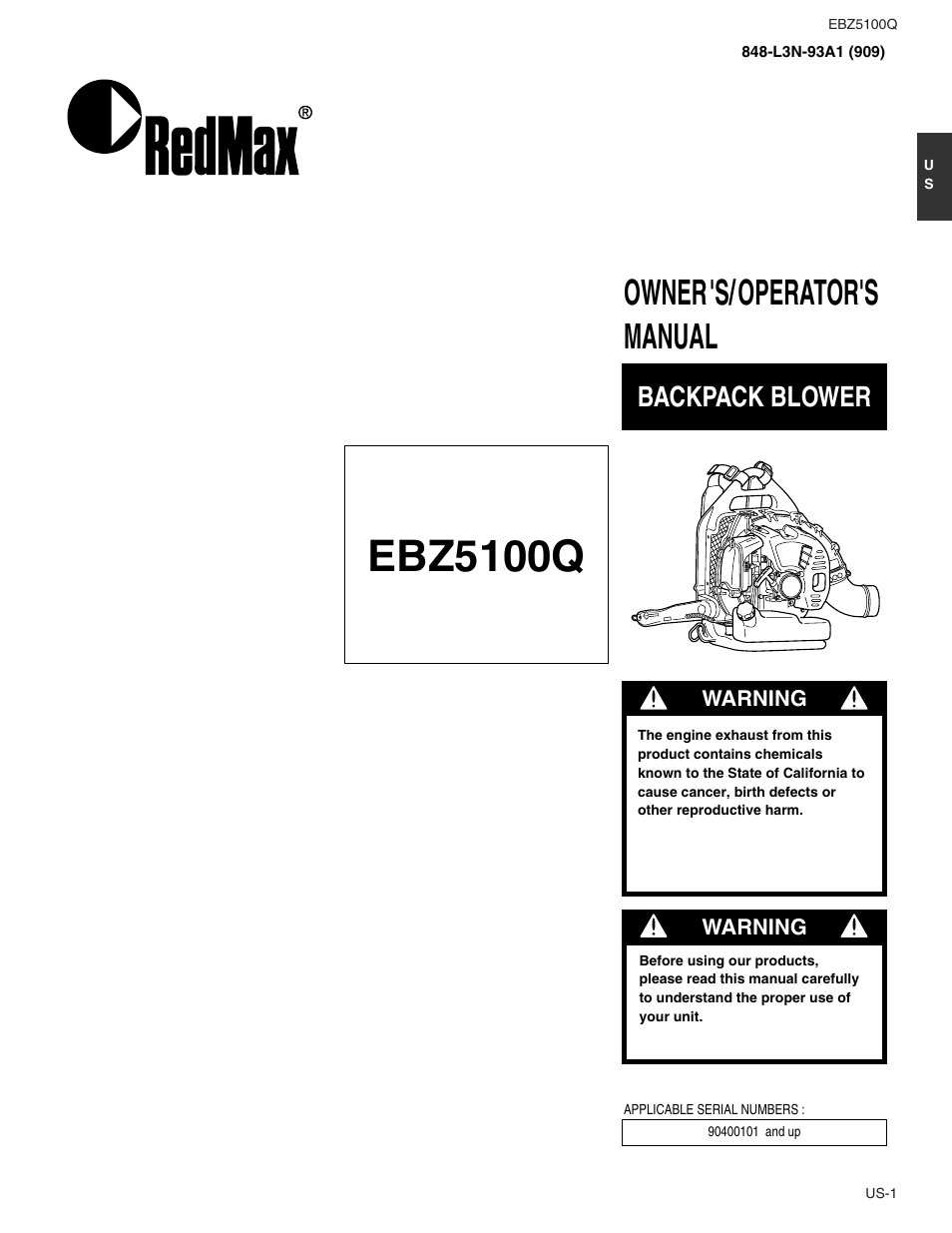 RedMax US-1 EBZ5100Q User Manual | 18 pages