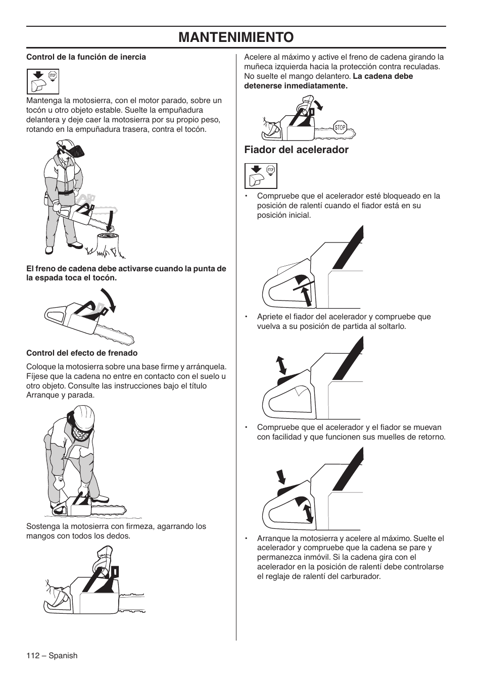Mantenimiento, Fiador del acelerador | RedMax G5300 User Manual | Page 112 / 128