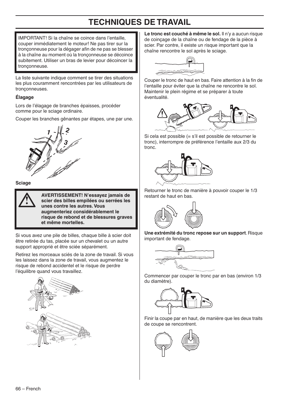 Techniques de travail | RedMax G5300 User Manual | Page 66 / 128