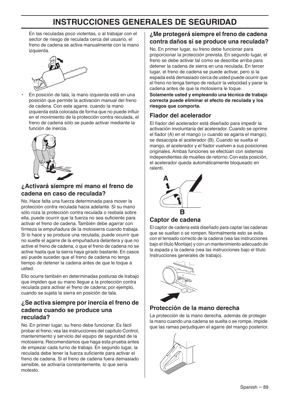 Instrucciones generales de seguridad | RedMax G5300 User Manual | Page 89 / 128
