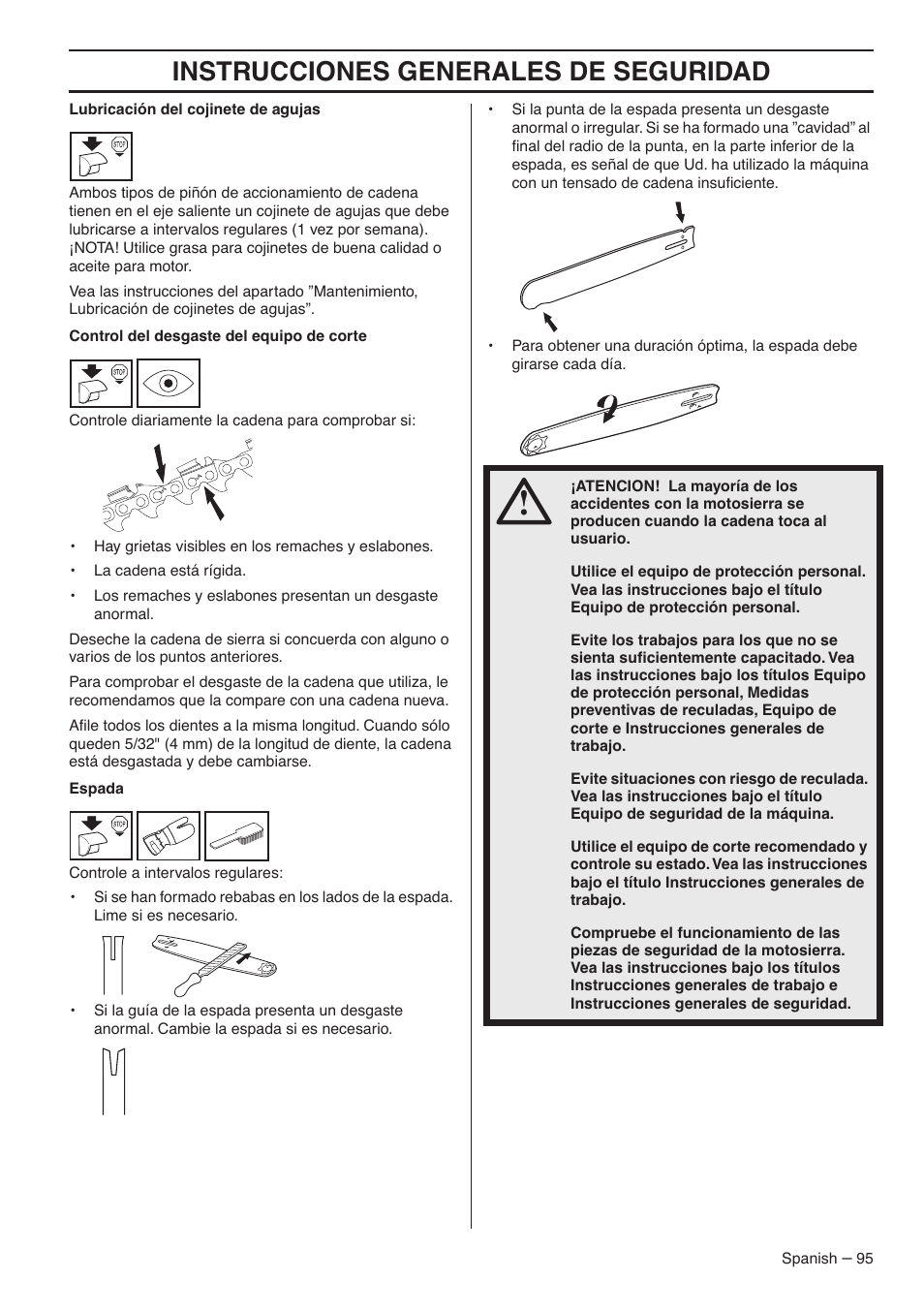 Instrucciones generales de seguridad | RedMax G5300 User Manual | Page 95 / 128