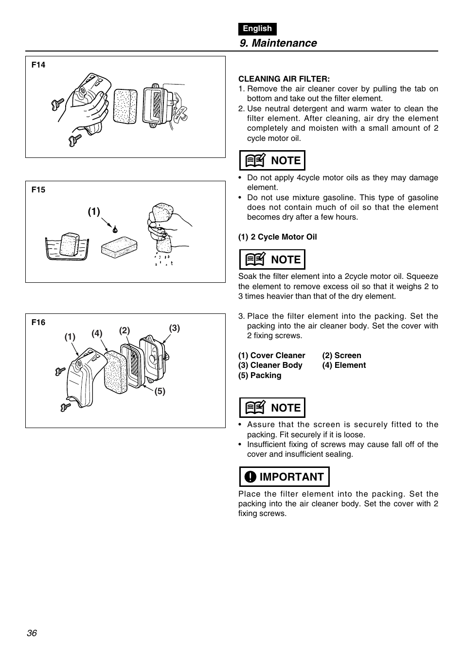 Maintenance | RedMax EBZ5100RH-CA User Manual | Page 36 / 60