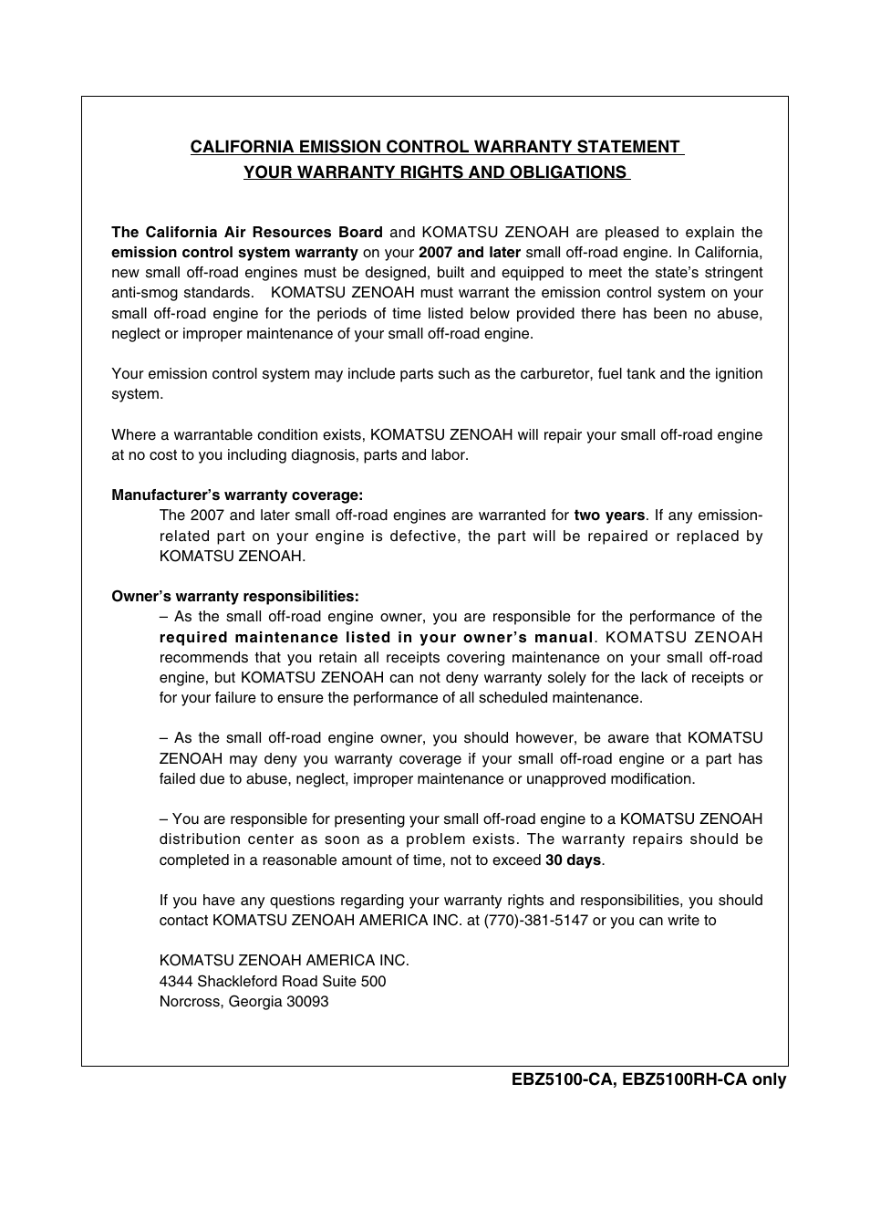 RedMax EBZ5100RH-CA User Manual | Page 52 / 60