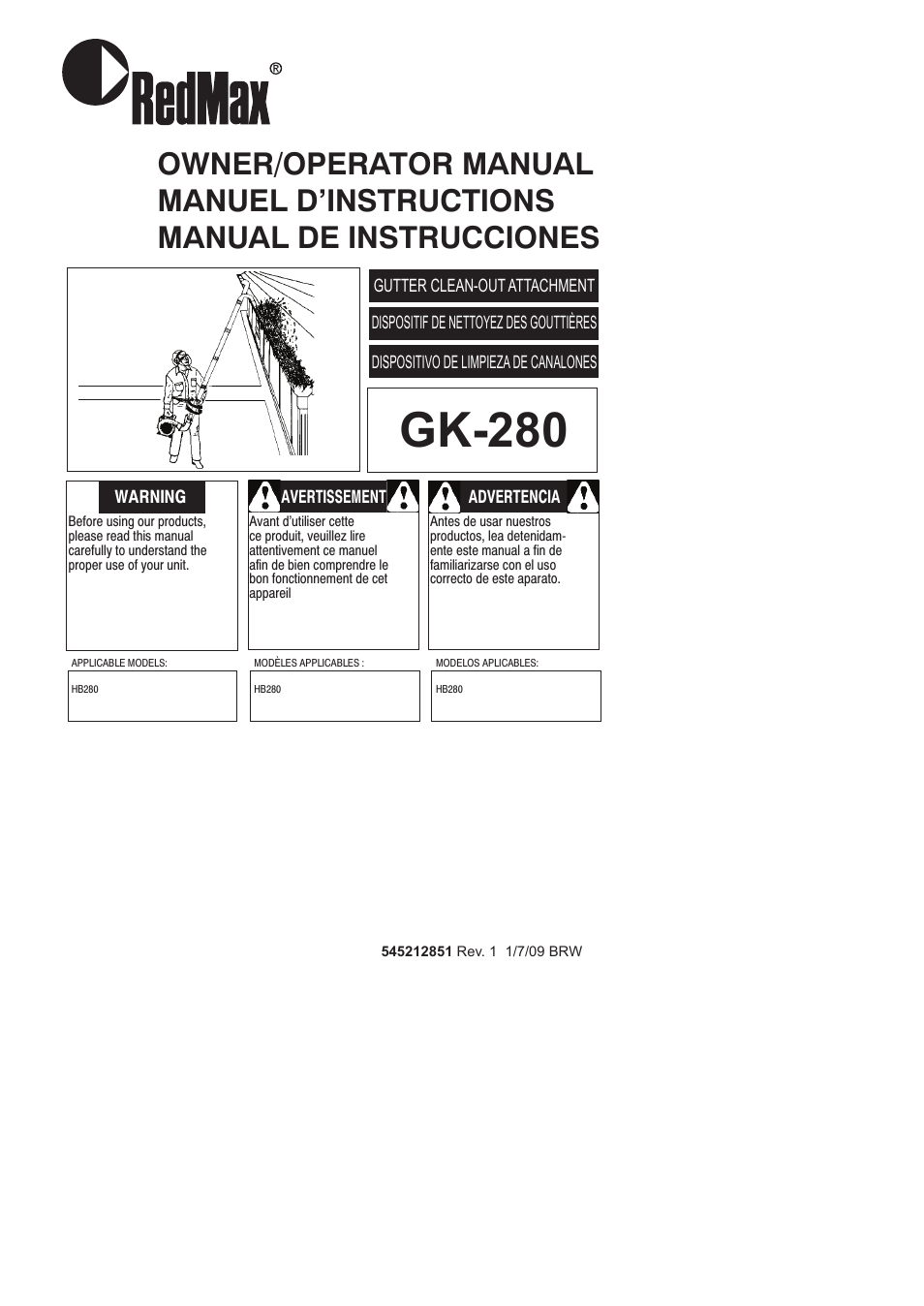 RedMax Gutter Clean-Outattachment GK-280 User Manual | 20 pages