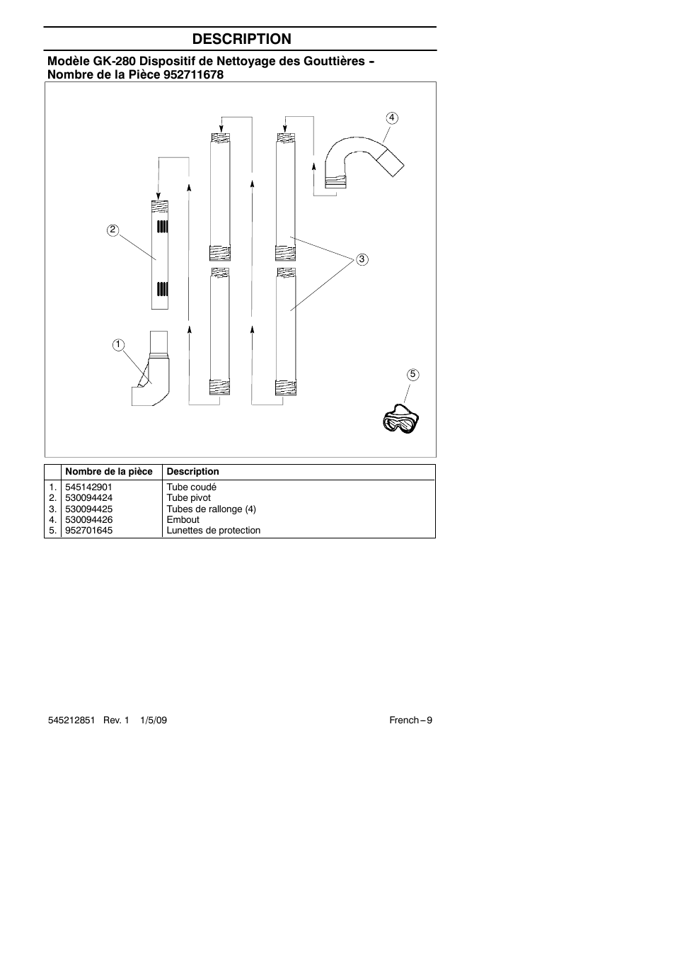 Description | RedMax Gutter Clean-Outattachment GK-280 User Manual | Page 9 / 20