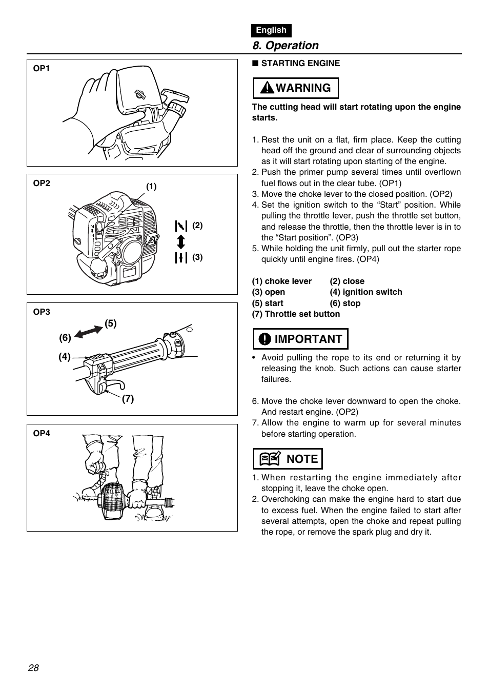 Operation | RedMax SRTZ2401F User Manual | Page 28 / 56