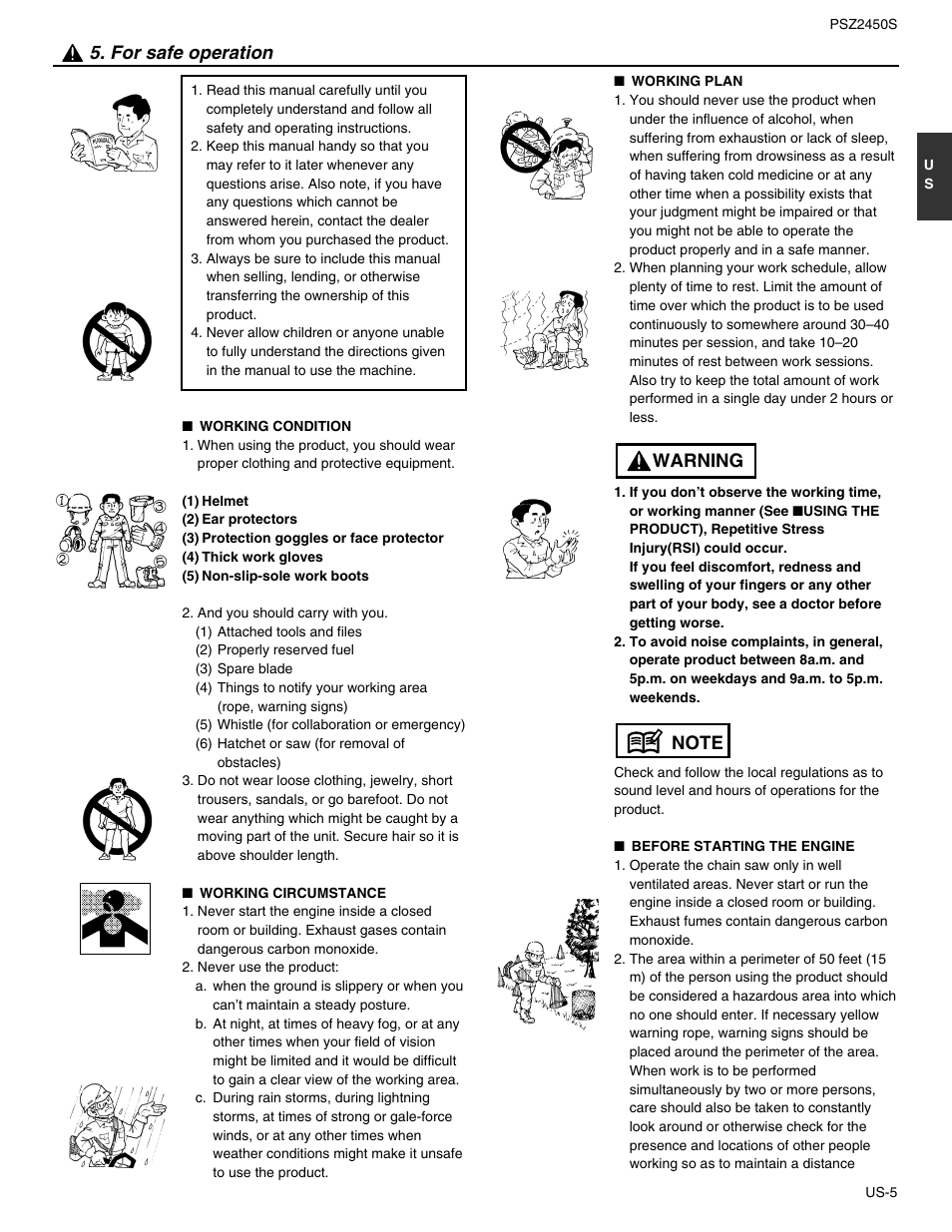 For safe operation | RedMax PSZ2450S User Manual | Page 5 / 19