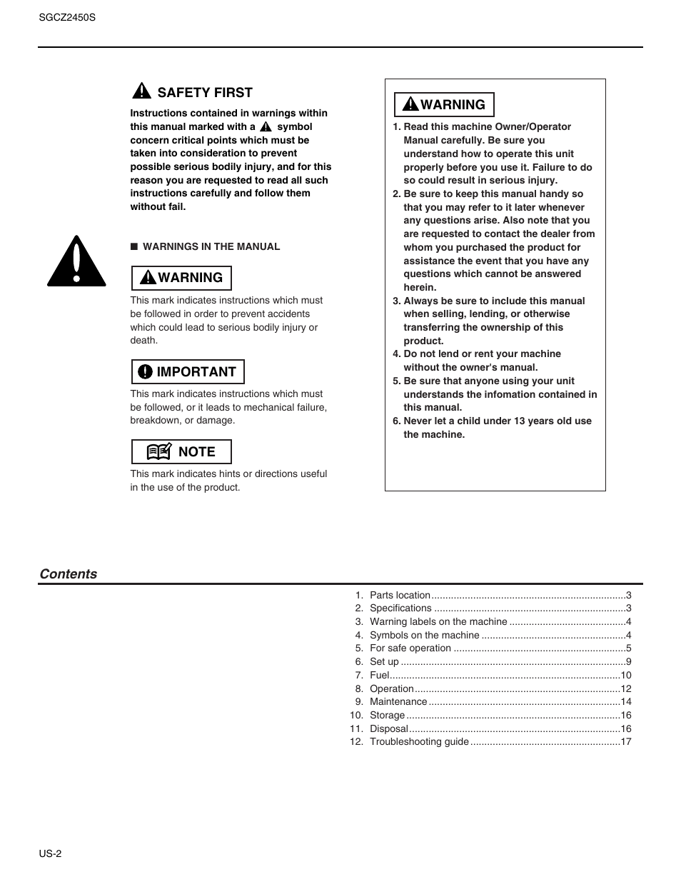 RedMax SGCZ2450S User Manual | Page 2 / 19