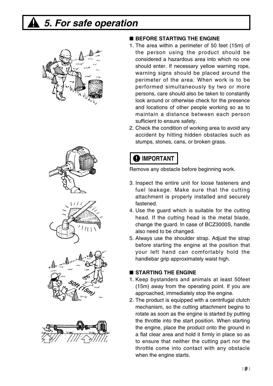 For safe operation | RedMax BCZ3000S User Manual | Page 9 / 40