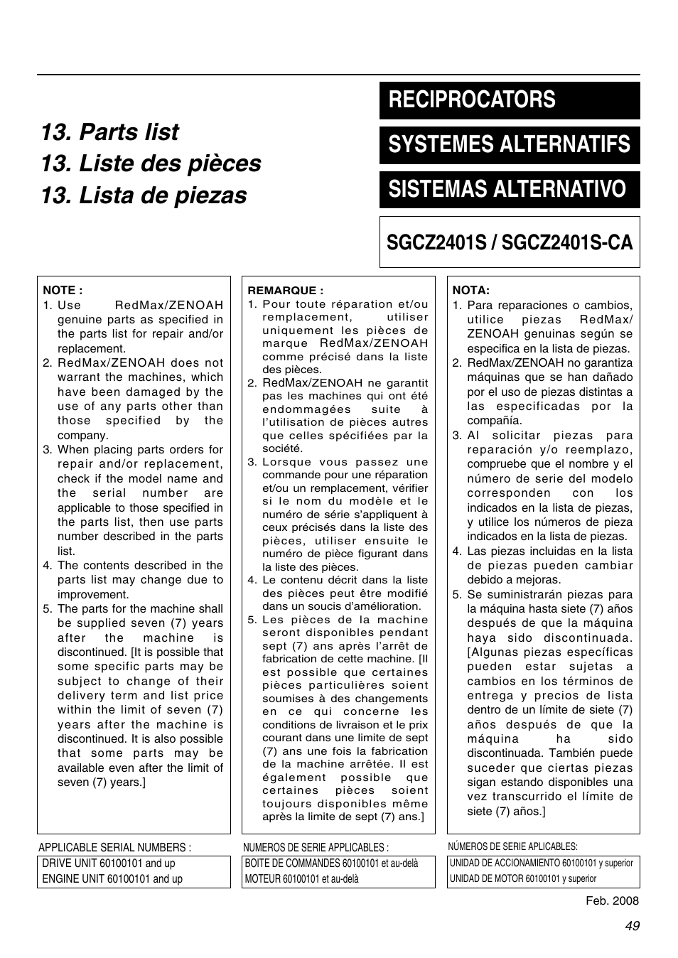 RedMax SGCZ2401S-CA User Manual | Page 49 / 60