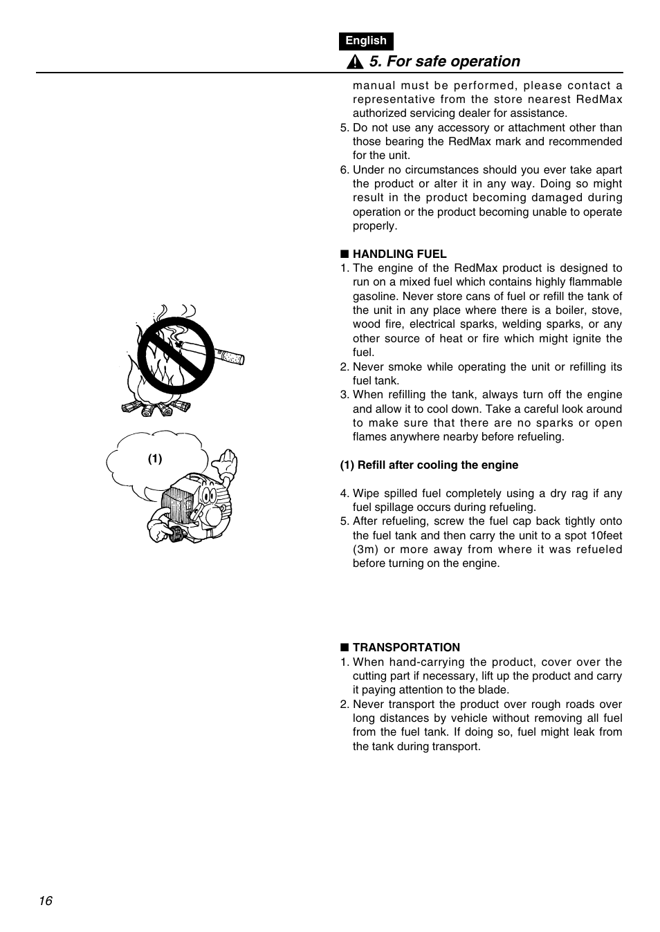 For safe operation | RedMax BCZ2610S-CA User Manual | Page 16 / 64