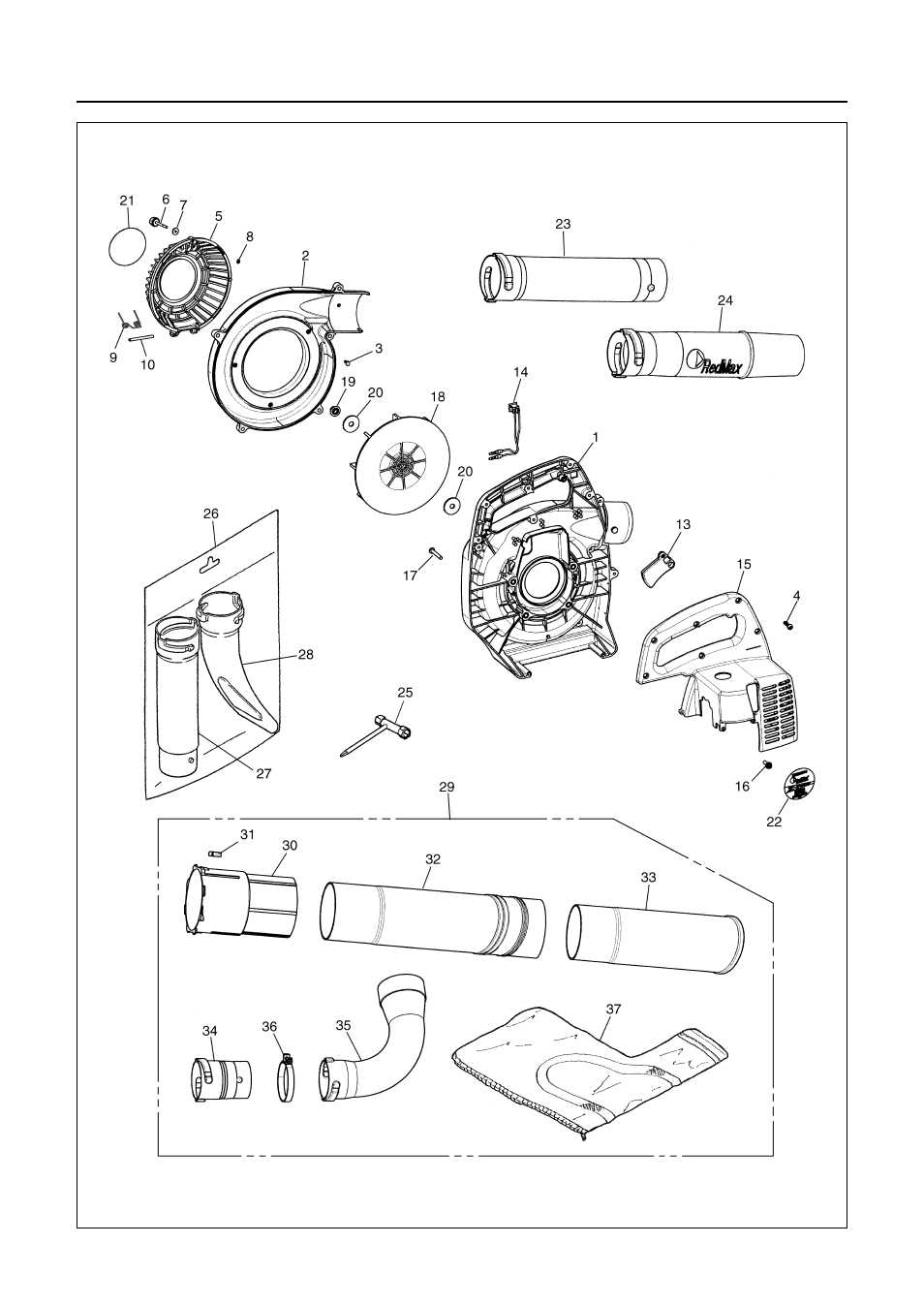 Parts list | RedMax HBZ2600 User Manual | Page 20 / 24