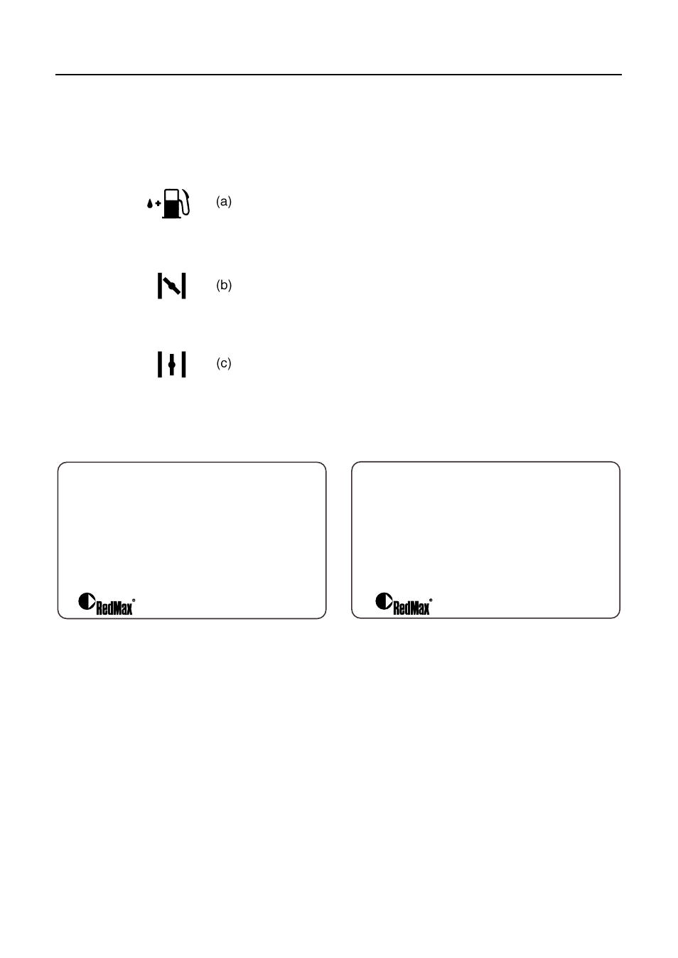 Symbols on the machine, Important engine information | RedMax HBZ2600 User Manual | Page 7 / 24