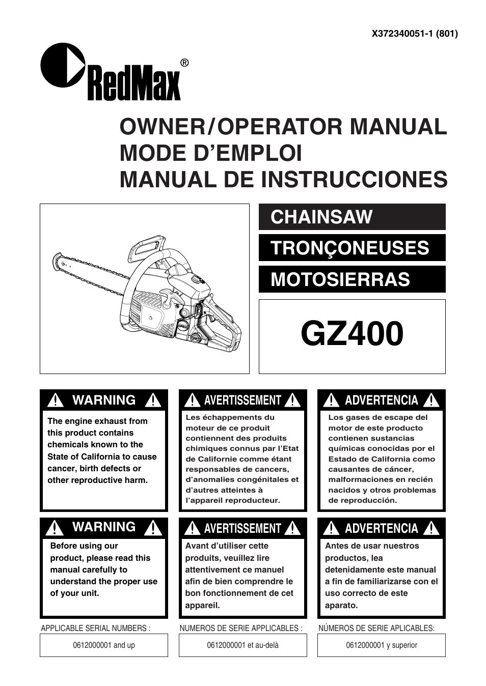 RedMax GZ400 User Manual | 72 pages