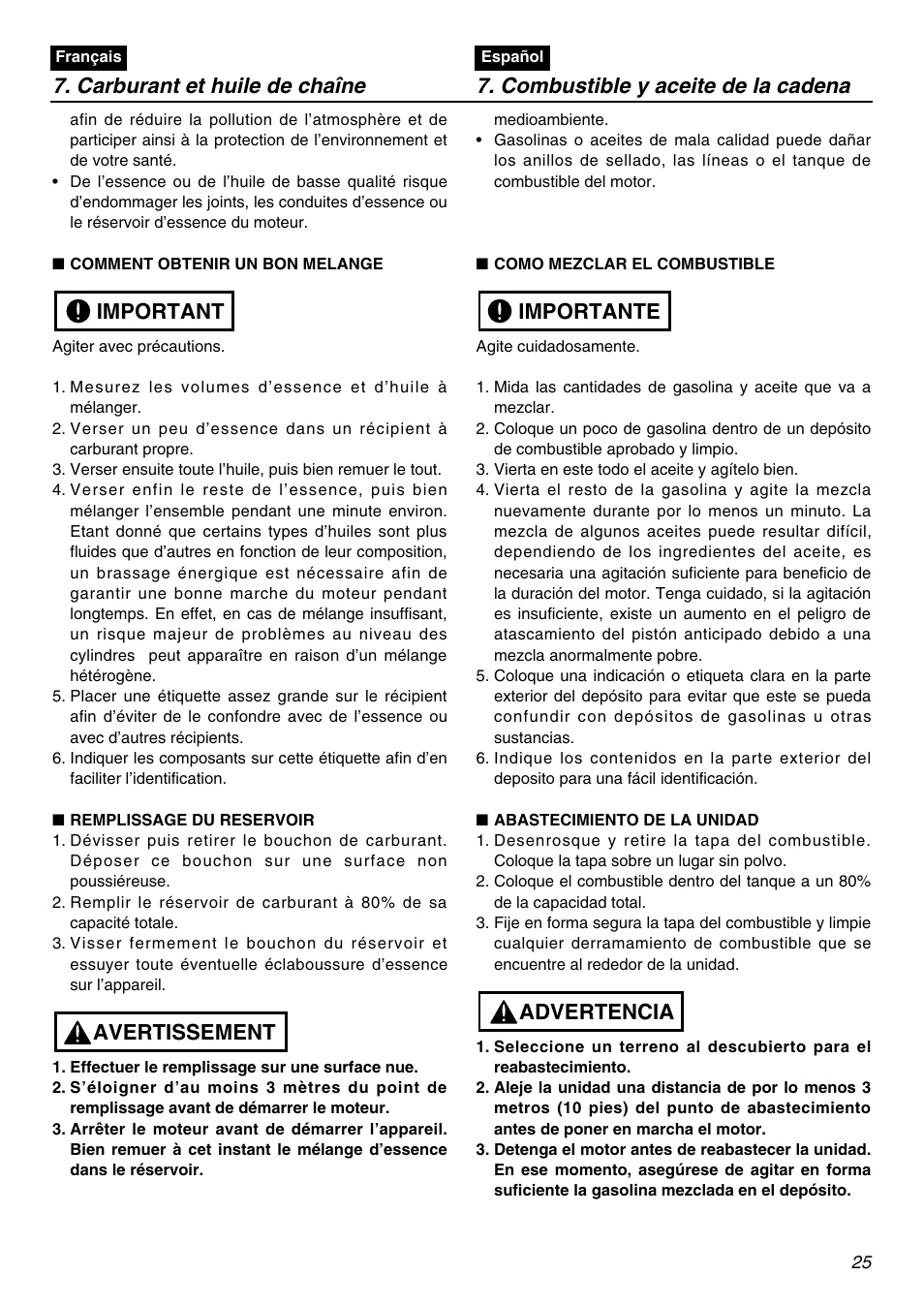 Advertencia importante | RedMax GZ400 User Manual | Page 25 / 72