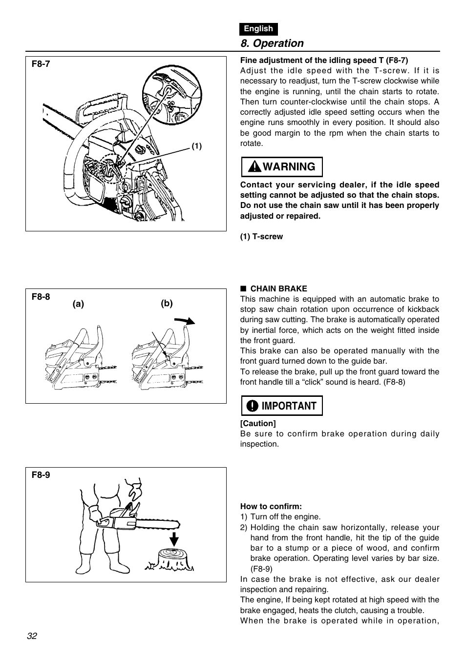 Important warning, Operation | RedMax GZ400 User Manual | Page 32 / 72