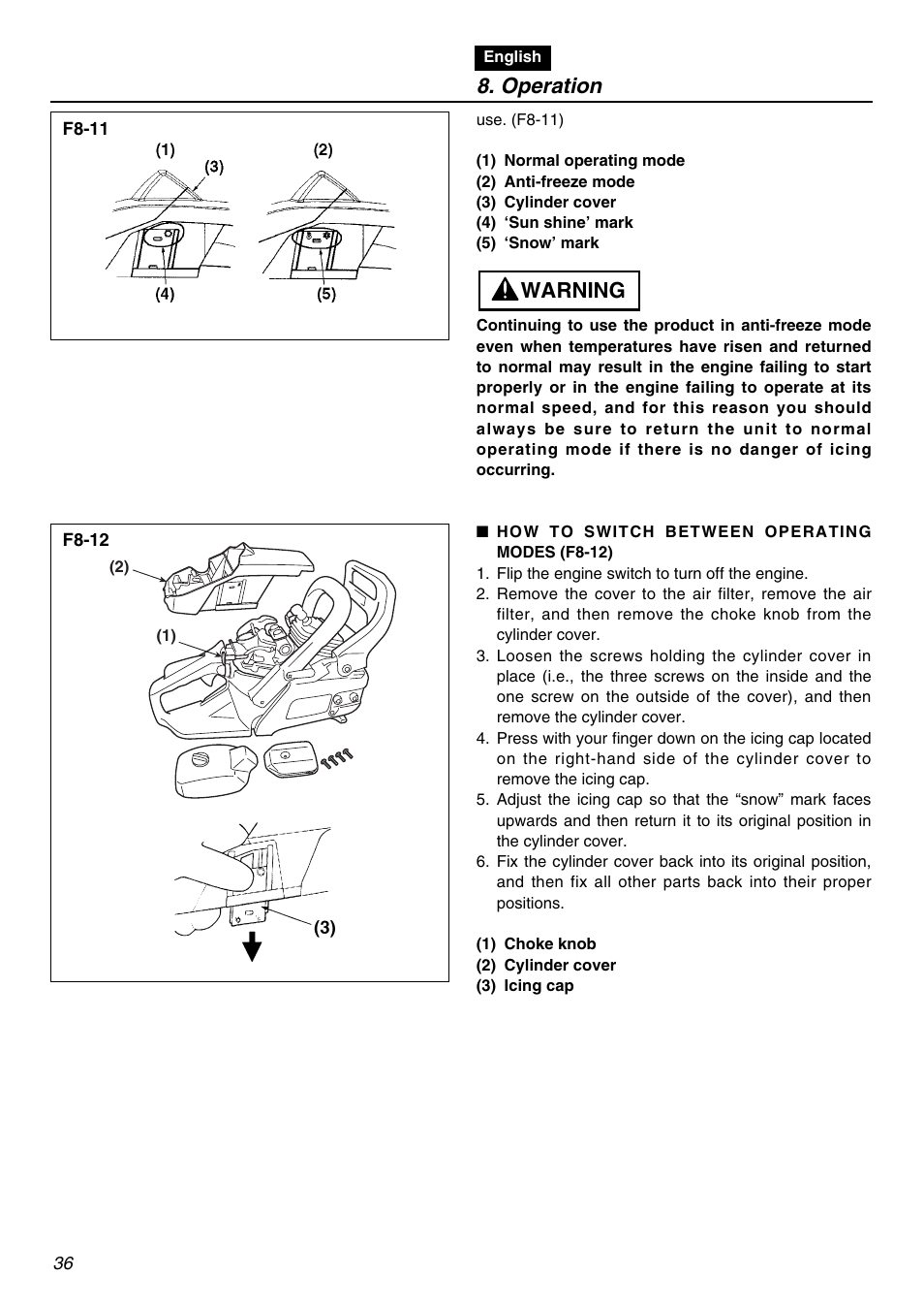 Warning, Operation | RedMax GZ400 User Manual | Page 36 / 72