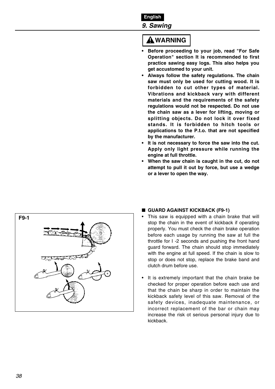 Warning, Sawing | RedMax GZ400 User Manual | Page 38 / 72