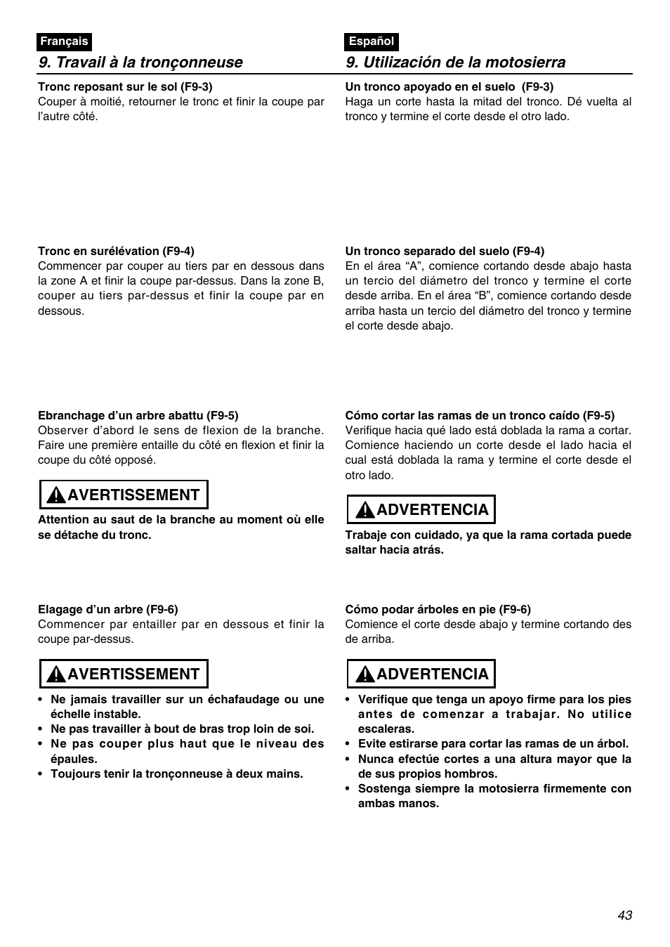 Avertissement, Advertencia | RedMax GZ400 User Manual | Page 43 / 72