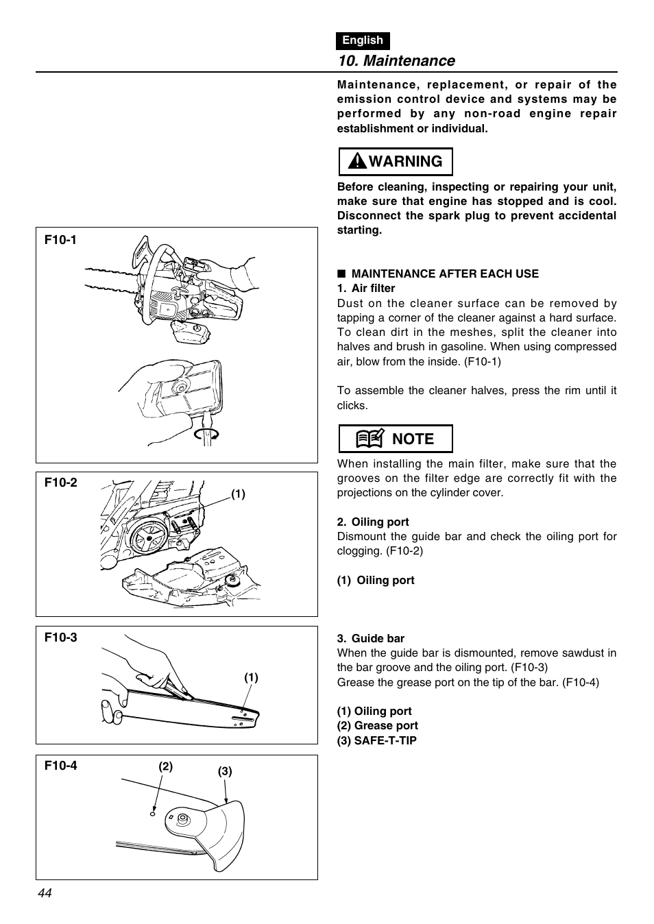 Maintenance | RedMax GZ400 User Manual | Page 44 / 72